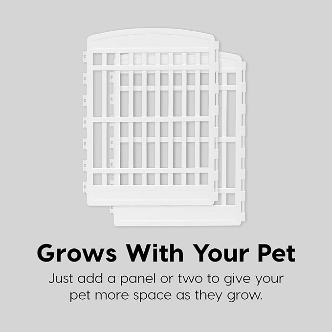 IRIS USA Dog Playpen Add-On Panels, 2-Panel 34" Pet Playpen, Puppy Playpen, Foldable, Customizable, White