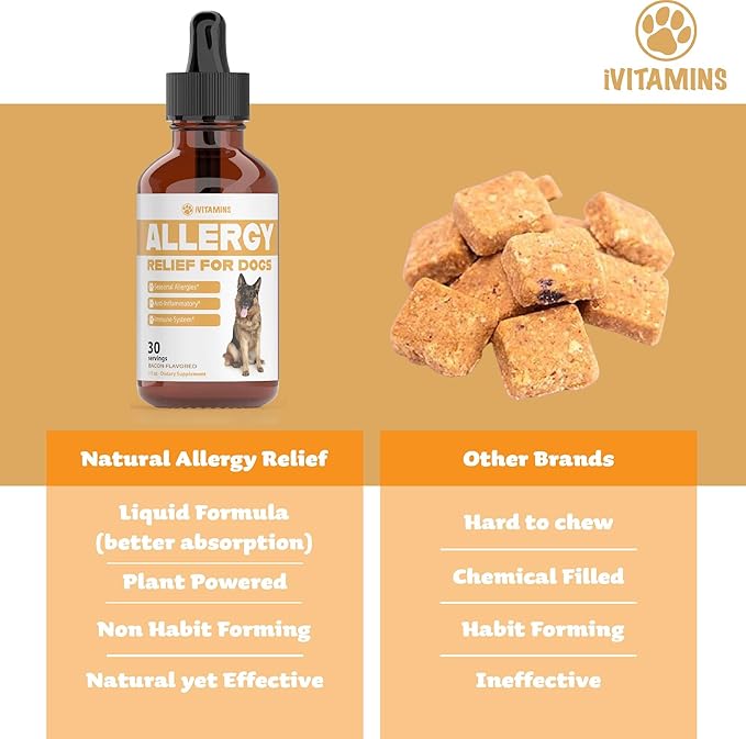 Natural Dog Allergy Relief - Helps to Naturally Support Allergy & Itch Relief for Dogs - Allergy Relief for Dogs Itching - Itch Relief for Dogs - Dog Itch Relief - Dog Allergy Support - 1 fl oz (Dogs)