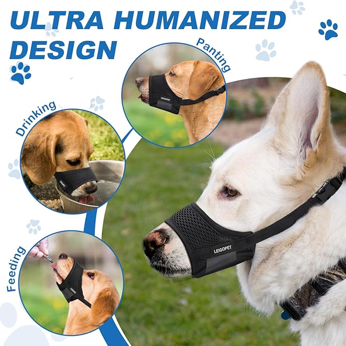 Dog Muzzle, Soft Muzzle for Small Medium Large Sized Dog to Anti & Prevent Biting Barking Chewing, Soft Grooming Muzzle for German Shepherd with Adjustable Strap, Allows Panting and Drinking(Black,XL)