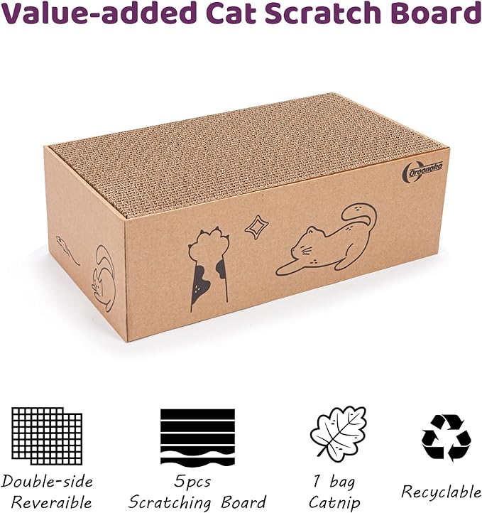 5 in 1 Cat Scratcher Cardboard,XL-Large Cat Scratch Pad,Cat Scratching Boards with Box for Medium to Large Cat Indoor Use Protecting Furniture Wall and Sofa