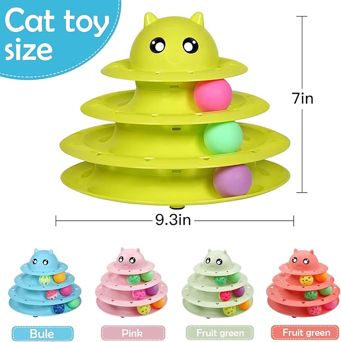 UPSKY 20 PCS Cat Toys, Cat Roller Toy 3-Level Turntable Cat Toys Balls for Indoor Cats, Kitten Toys Set with Cat Teaser Toys, Mice Toys, Spring Toys, and Various Ball Toys.