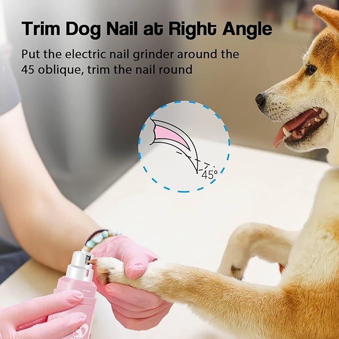 Casfuy Dog Nail Grinder Upgraded - Professional 2-Speed Electric Rechargeable Pet Nail Trimmer Painless Paws Grooming & Smoothing for Small Medium Large Dogs & Cats