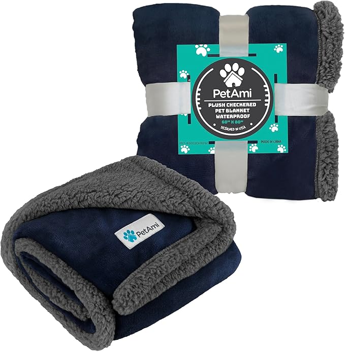 PetAmi Dog Blanket for Small Medium Dogs, Pet Bed Blanket Cat Puppy Kitten, Fleece Furniture Couch Cover Protector Sofa Car, Soft Sherpa Dog Throw Plush Reversible Washable, Mini 29x40 Blue Gray