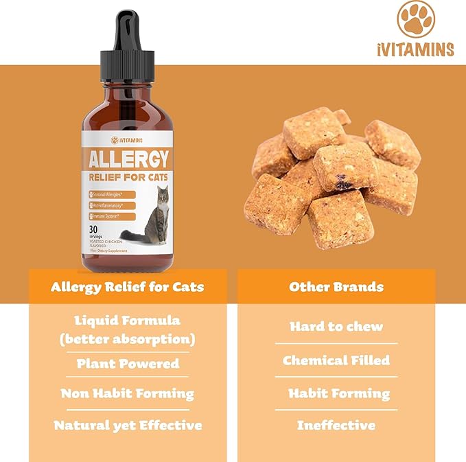 Allergy Relief for Cats | Helps to Naturally Support Allergy & Itch Relief for Cats | Cat Allergy | Cat Itch Relief | Cat Itchy Skin Relief | Cat Allergy Relief for Cats | Cat Supplements & Vitamins