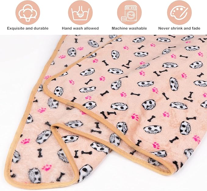 Dono 1 Pack 3 Dog Blankets, Soft Fluffy Fleece Pet Blanket Warm Sleep Mat Paw Print Design Puppy Kitten Throw Blanket Doggy Mat, Blanket for Dogs