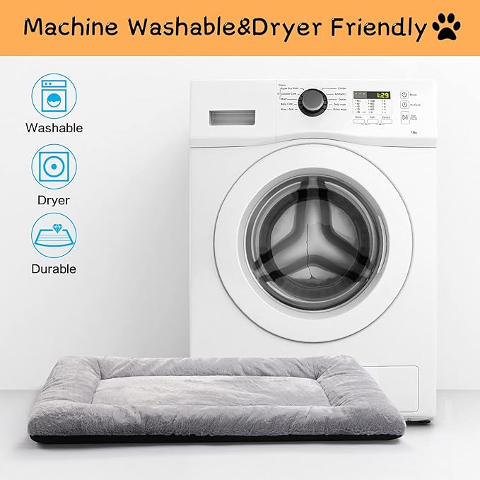 Dog Beds Crate Pad for Medium Dogs Fit Metal Dog Crates,Ultra Soft Dog Crate Bed Washable & Anti-Slip Kennel Pad for Dogs Cozy Sleeping Mat,Gray 30inch