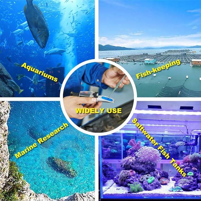 Salinity Refractometer for Seawater and Marine Fishkeeping Aquarium 0-100 Ppt with Automatic Temperature Compensation