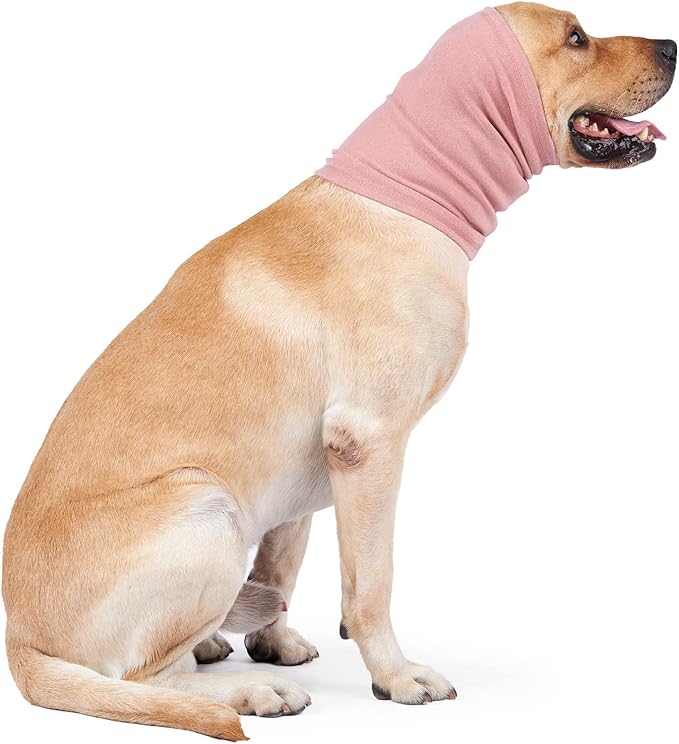 Dog Grooming Ear Cover No Flap Ear Wrap Ears Dog Neck Ear Muff Hood Dog Ear Wrap Hematoma Pail lilac+Pink M