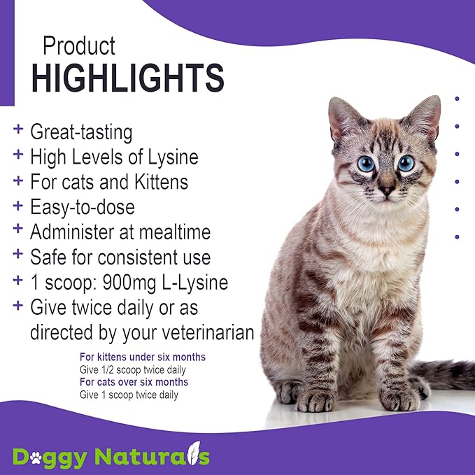 Trulysine Plus L-Lysine for Cats Immune Support Oral Powder 8oz/226g - Cats & Kittens of All Age, Sneezing, Runny Nose Squinting, Watery Eyes-Fish & Poultry Flavor (U.S.A)(225 Grams (900mg / Scoop))