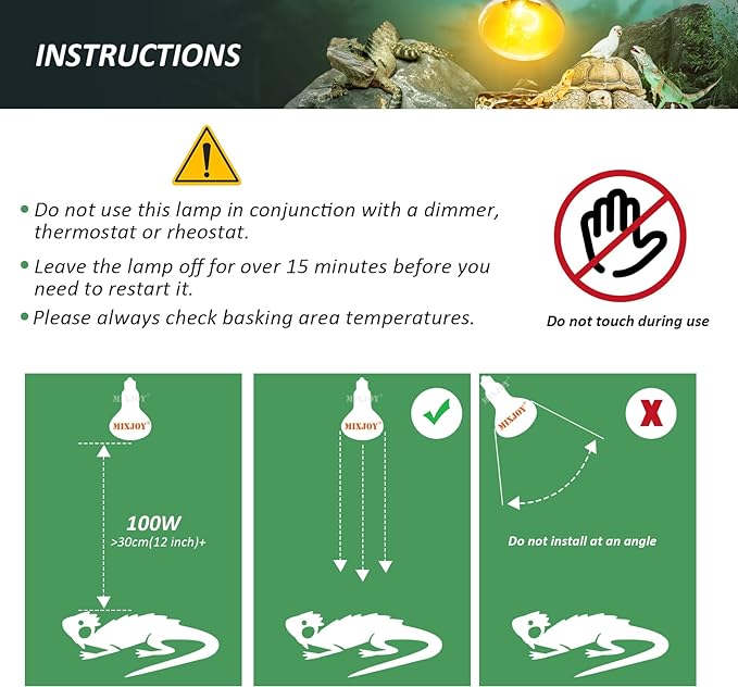 MIXJOY 100W Reptile Heat Lamp Bulb Full Spectrum UVA UVB Sun Light for Reptile and Amphibian Use