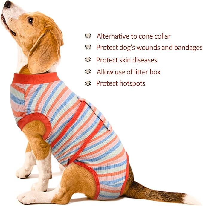 Kuoser Recovery Suit for Dogs Cats After Surgery, Professional Pet Recovery Shirt Dog Abdominal Wounds Bandages, Substitute E-Collar & Cone,Prevent Licking Dog Onesies Pet Surgery Recovery Suit