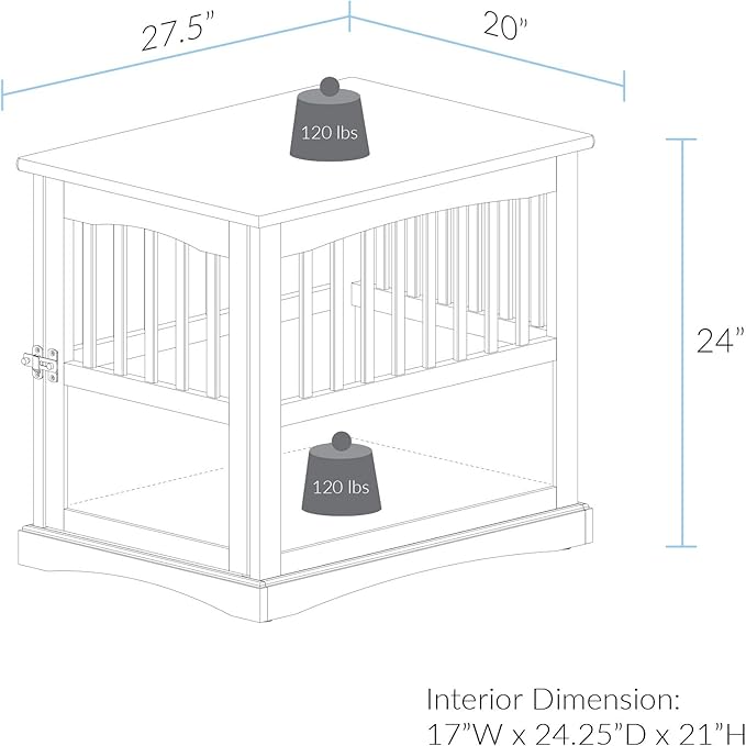 Casual Home Wooden Indoor Dog Crate House Kennel End Table Night Stand Furniture with Lockable Latch for Small to Medium Pets, Black