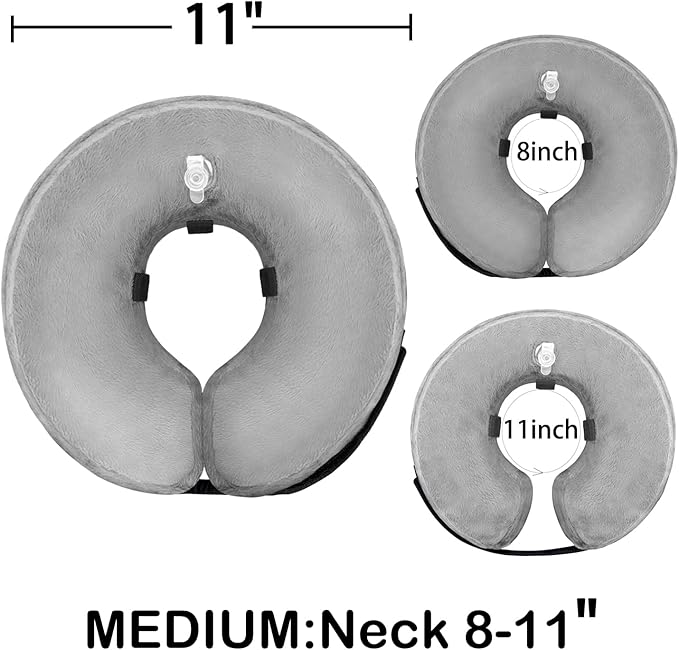 Soft Dog Cone Collar for Large Medium Small Dogs and Cats After Surgery, Inflatable Dog Neck Donut Collar,Inflatable Cat Cone Collar,E-Collar for Dogs Recovery, Dog Cones Alternative (Medium, Grey)