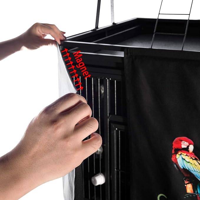 Good Night Bird Cage Cover for Large Bird Cage with Play Top (Patent Pending), Black 68"