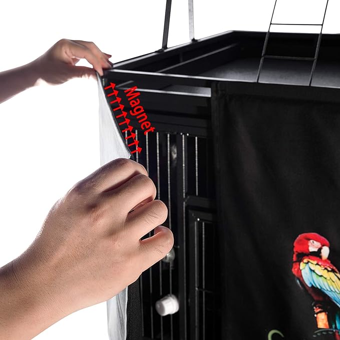 Good Night Bird Cage Cover for Large Bird Cage with Play Top (Patent Pending), Black 61"