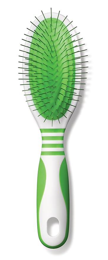 Andis 65715 Pin Brush for Medium & Long Hair Dogs - Gentle & Effective in Removing Dirt, Dust & Loose Hair - Promotes Healthy Skin & Coat - Medium, Green/white