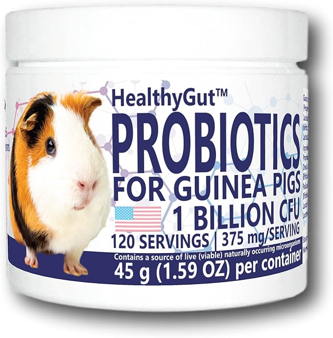 HealthyGut Probiotics for Guinea Pigs Dietary Supplement, All-Natural Digestive System Formula (120 Servings)