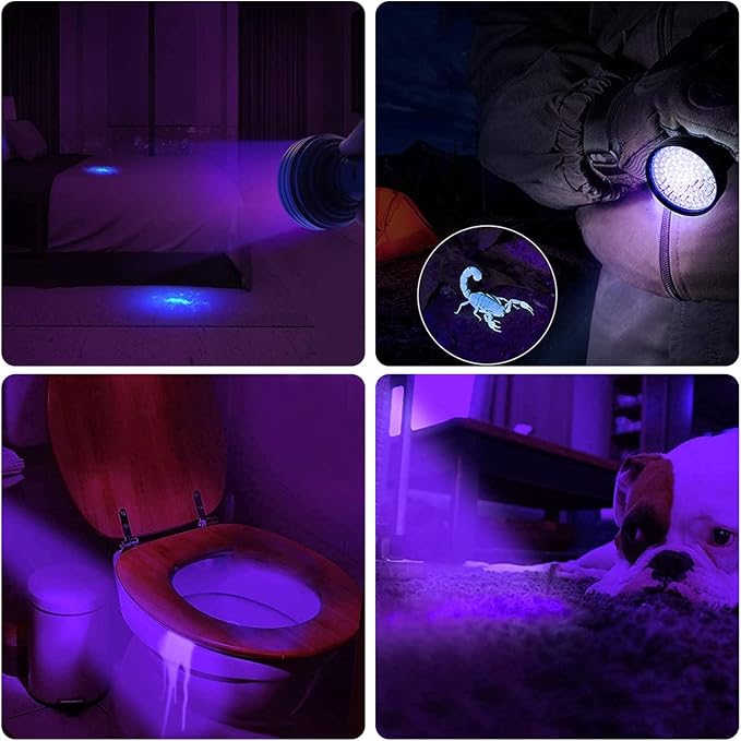 Black Light UV Flashlight, 100 LED Blacklight Flashlights 395 nM Pet Urine Detector for Cat Urine, Stains, Bed Bug, Batteries not Included (100 LED)