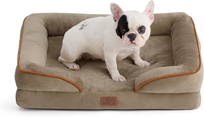 Bedsure Orthopedic Dog Bed for Medium Dogs - Waterproof Dog Sofa Beds Medium, Supportive Foam Pet Couch Bed with Removable Washable Cover, Waterproof Lining and Nonskid Bottom, Hazel