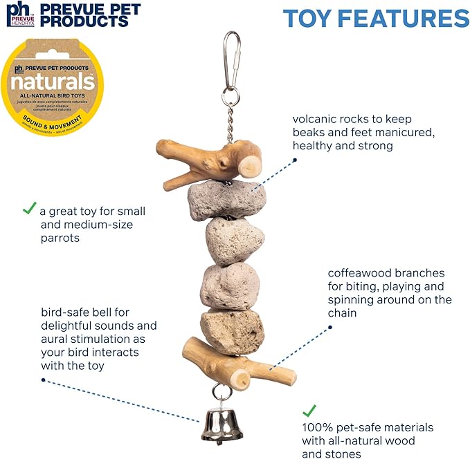 Prevue Pet Products Block Rock - Naturals Sound & Movement Bird Toy 60240