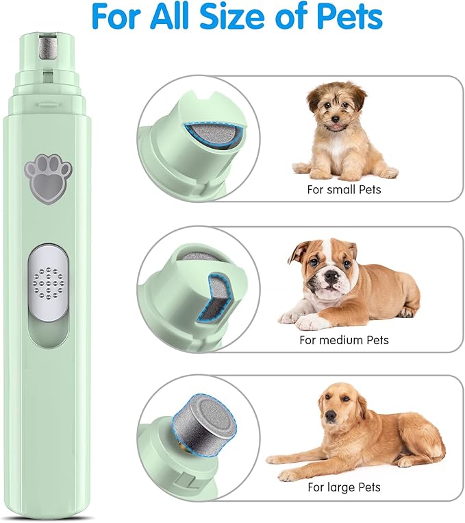 Dog Nail Grinder, 2-Speed Rechargeable Dog Nail Trimmers for Large Medium & Small Dogs, Upgrade Professional Electric Pet Paws Grooming, Quiet Puppy Grooming Tool, for Dogs Cats