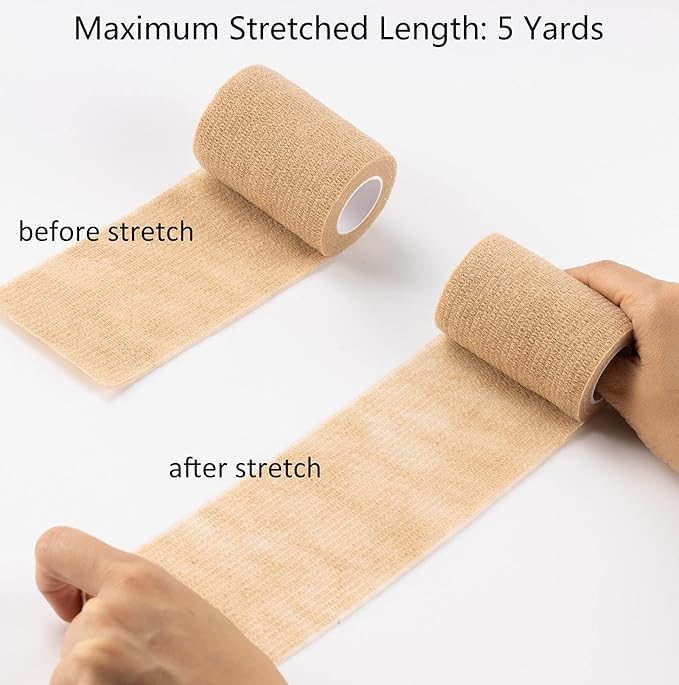 16 Pack Self Adhesive Bandage Wrap 3 inch, Self Sticking Bandage Wrap, Wound Wrap Self Adherent for Wrist Ankle Sprains, Vet Wrap for Animals Pet(Beige)