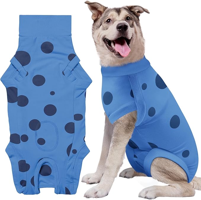 Dog Recovery Suit, Professional Dog Surgery Suit Post Spay, Neuter, Abdominal Surgical Suit for Male Female Dogs Can Pee, Prevent Licking Soft Breathable Cotton Covers Wound (Blue, XX-Large)