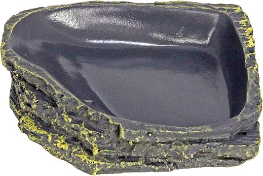 MODERNJOE'S Rock Corner Water/Food Dish for Reptiles and Amphibians, Little Critters Water/Food Bowl(4.8 x 4.2 x 0.9 inches)