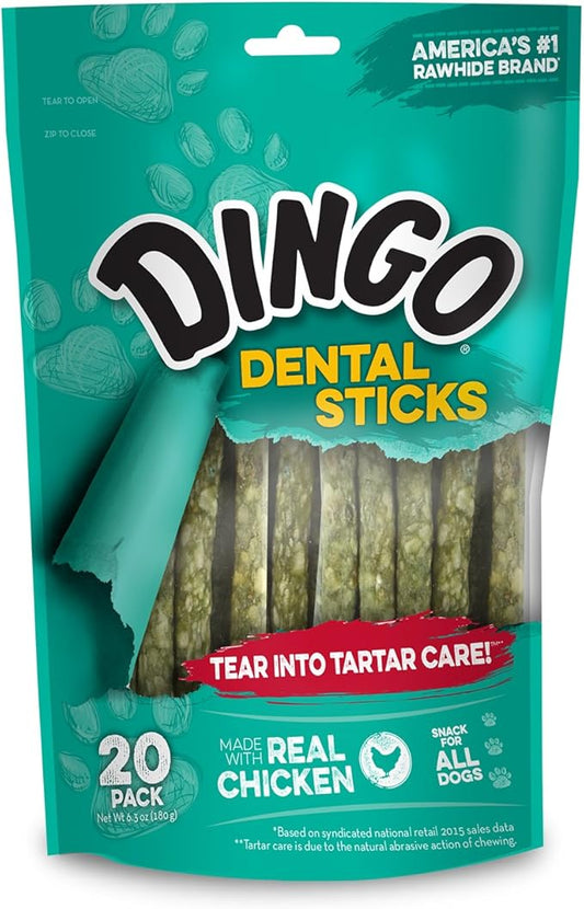 Dingo Tartar And Breath Dental Sticks For All Dogs, 20 Sticks Per Pack