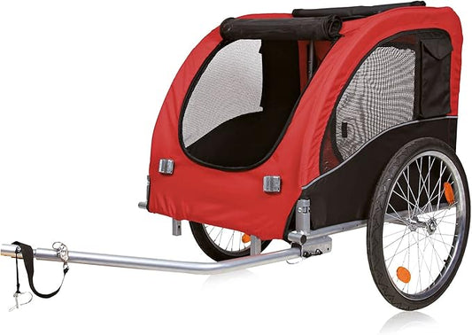 TRIXIE Convertible Dog Bike Trailer and Pet Stroller for Medium Dogs up to 66 lbs, Quick Set-up and Fold Down, Red