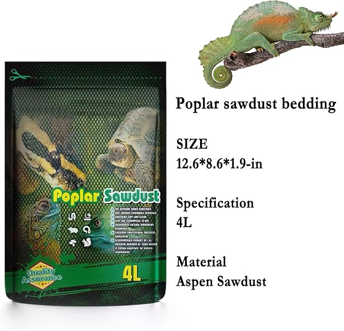 BNOSDM Aspen Snake Bedding, Reptile Aspen Substrate, 4 Quarts, Reptile Aspen Wood Chips Bedding for Corn Snake Terrarium Ball Python Tank Hamster Habitat