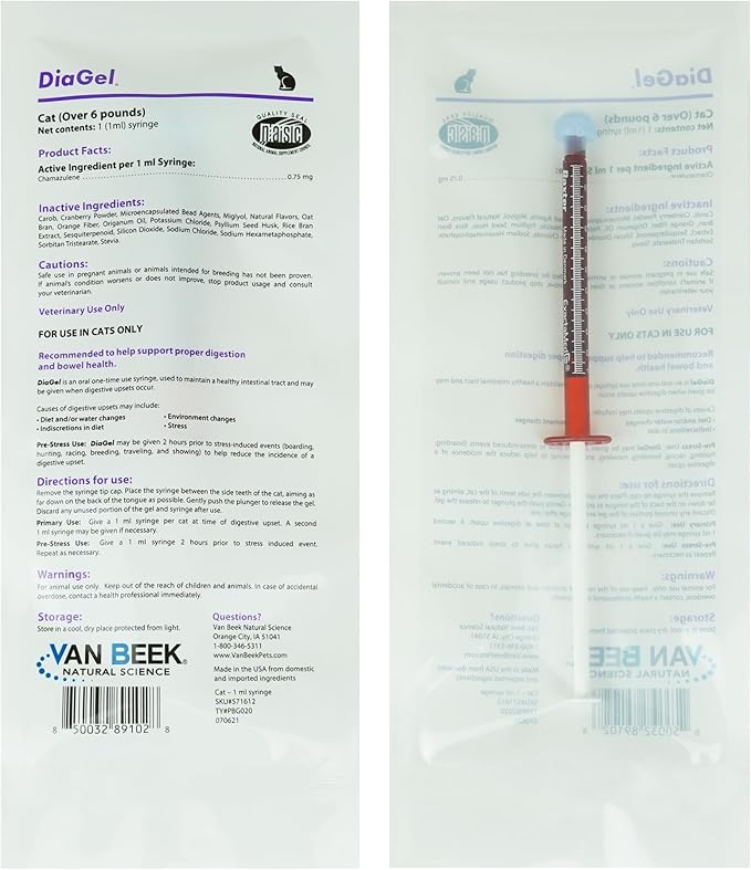 DiaGel for Cats - All Natural Cat Supplement to Help Maintain Digestive Health & Function - Oral Gel to Help Control Diarrhea - Natural Pet Products