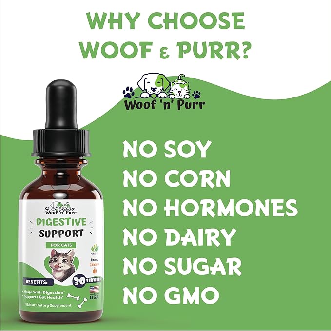 Cat Digestive Support - Digestive Enzymes for Cats - Cat Digestive Probiotic - Cat Digestion Aid - Cat Digestion - Digestive Enzyme for Cats - Cat Digestive Enzyme - Cat Digestive Supplement - 1 fl oz