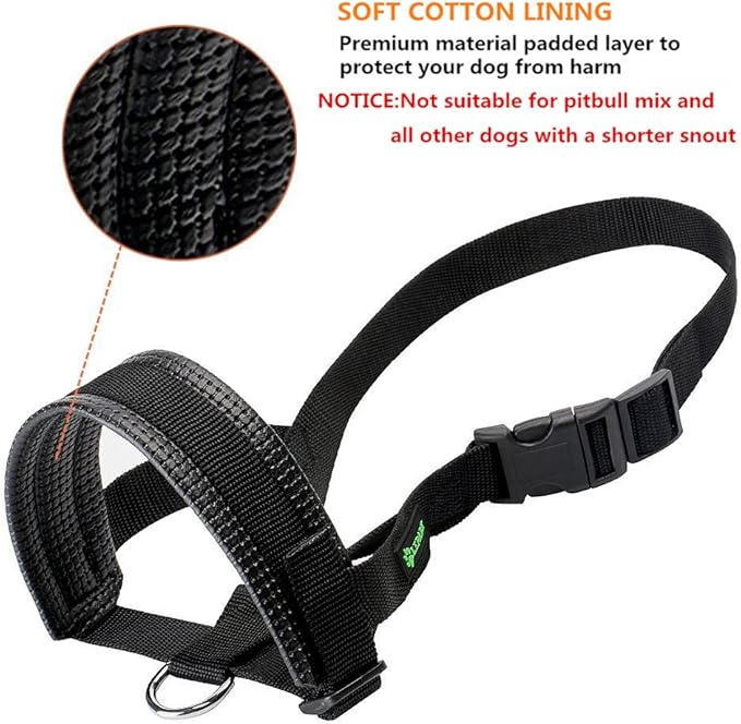 Nylon Dog Muzzle for Small,Medium,Large Dogs Prevent from Biting,Barking and Chewing,Adjustable Loop(XL/Black)