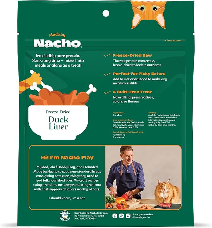 Made by Nacho Freeze-Dried Duck Liver Meal Topper, Mixer,or Treat 2.8oz | Single Ingredient, Healthy, Protein-Packed, Nutrient-Rich | Limited Ingredient Treats for Cats