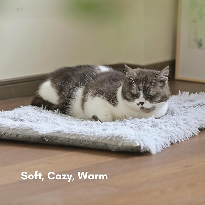 Self Warming Cat Mat, 24''*20'' Non-Skid Thermal Pet Mat, Cat Blanket for Indoor Cats, Washable Outdoor Insulation for Cat House, Carrier Cat Bed, Gray