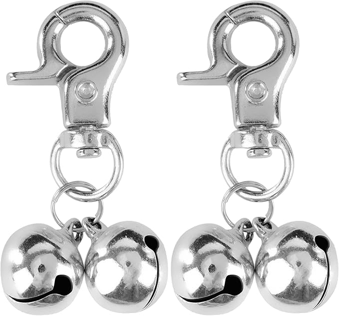 EXPAWLORER 2 Sets Bell Training Charm Pendants Jewelry for Pet Dog Cat Necklace Collar (Silver)