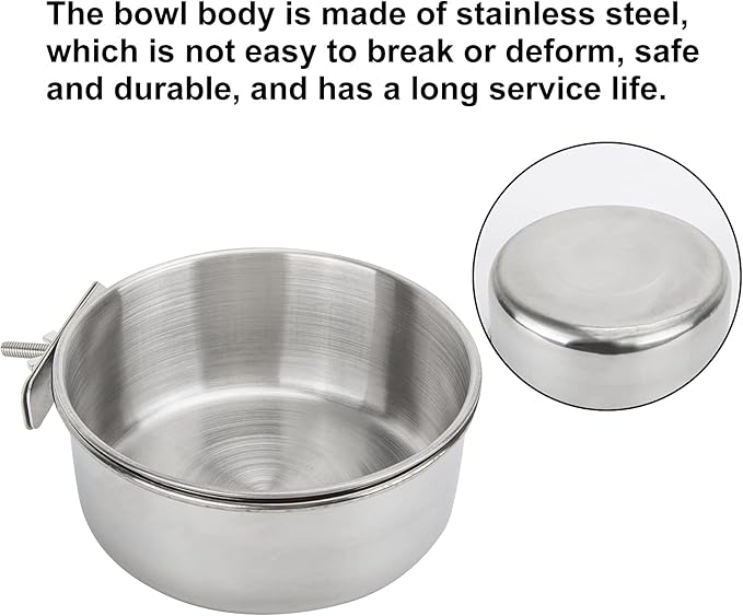 Bird Feeding Dish Cups 3 Pack Parrot Food Bowl Cage with Clamp Holder Stainless Steel Birdcage Coop Water Feeder for Cockatiel Conure Budgies Parakeet Macaw Finches Lovebirds Small Animal