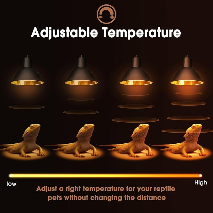 Reptile Heat Lamp Dimmable, UVA Basking Light for Reptiles 50W, Timing Reptile Light Fixture, Dome Aluminum Reflector, Heat Clamp Lamp with Gooseneck for Chicken Turtle Gecko Lizard