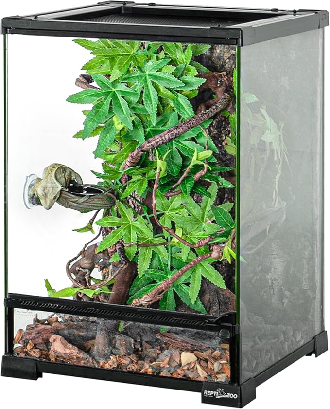 REPTI ZOO Crested Gecko Feeding Ledge, Reptile Water Food Dish for Bearded Dragon Lizard Snake Turtle, Vine Reptile Feeder Bowl Terrarium Tank Decor Accessories