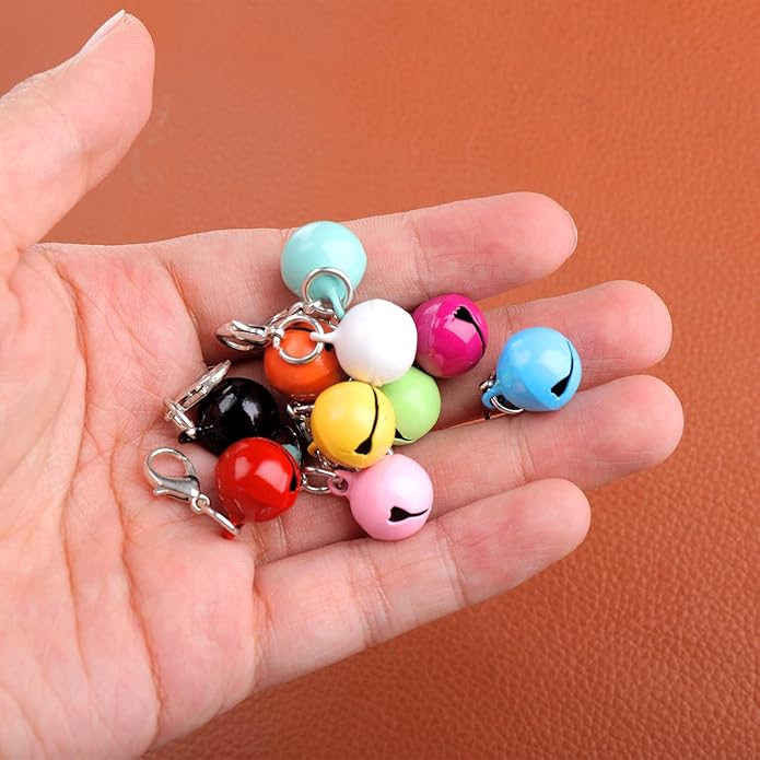 10 Pcs Cat Dog Collar Bells, Jingle Bell for Cat Collar, Dog Collar Charms, Colourful Pet Small Bells with Clasps, Pet Assorted Colors Collar Bells, Festival Party DIY Bell Crafts Decoration