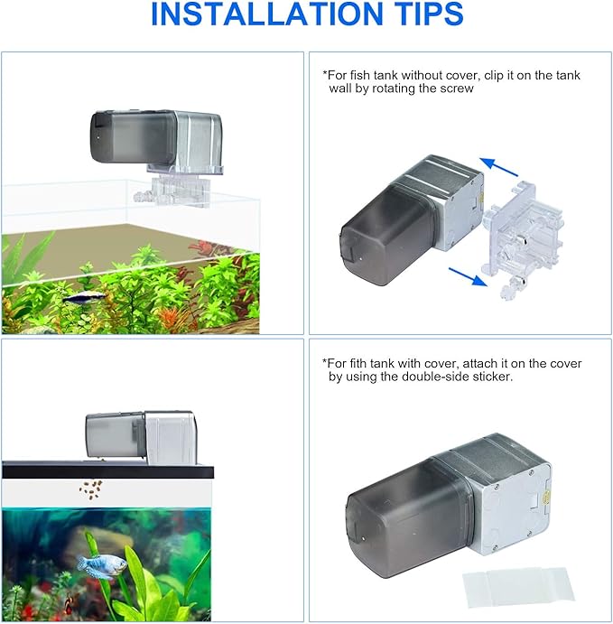 [Upgrade] WiFi Control Automatic Fish Feeder with APP Lychee Aquarium Automatic Fish Feeder, WiFi Control Auto Fish Food Dispenser for Home Office (Silver)