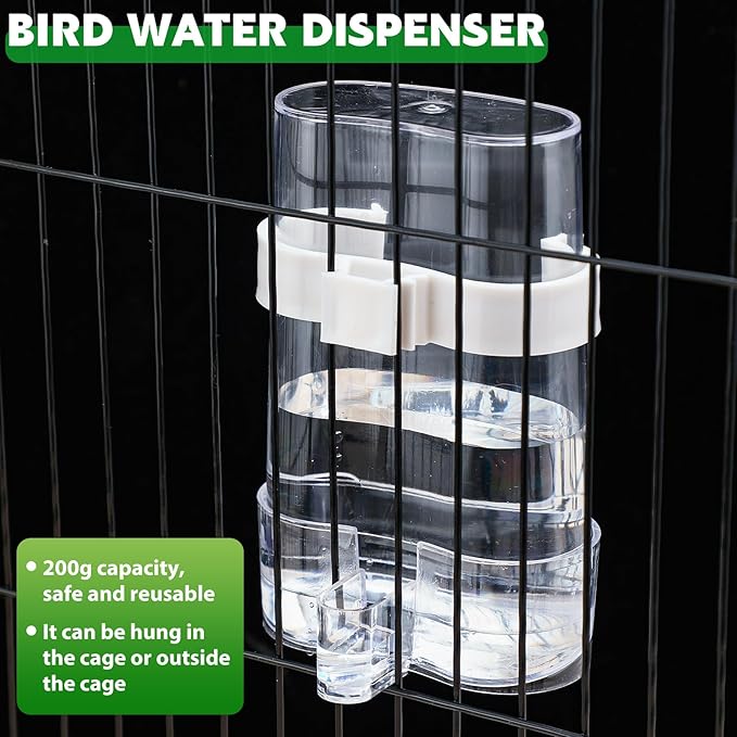 4 Pcs No Mess Bird Feeders Automatic Parrot Water Dispenser Clear Bird Seed Container Parakeet Cage Accessories for Small and Medium Birds Parrot Cockatiel Canary (Transparent,Assorted)