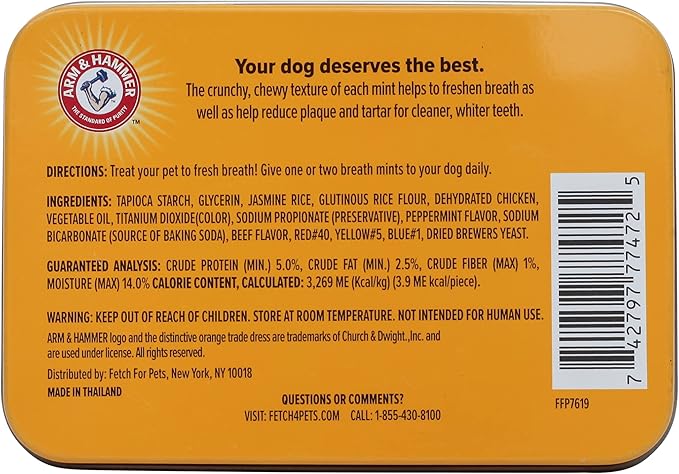 Arm & Hammer for Pets Tartar Control Dental Mints for Dogs Dog Dental Mints Reduce Plaque & Tartar Buildup for All Dogs Beef Flavor (Pack of 2)