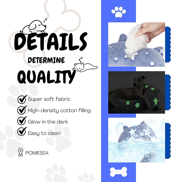 Dog Calming Pillow, Glow in The Dark Dog Throw Pillow, Soft Question Mark Pillows for Dogs, Kids, Adults, Washable Dog Bed Pillow, Cozy Dog Body Pillow Gifts (L Blue)