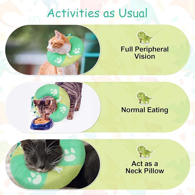 BEAUTYZOO Cat Cone, Adjustable Cat Cone Collar Soft, Cat Recovery E Collars After Surgery to Stop Licking, Protective Cat Neck Cone Alternative Donut Collar Cute Pillow for Cats Kitten Small Dogs