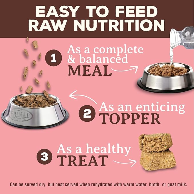 Primal Freeze Dried Cat Food Nuggets Beef & Salmon; Complete & Balanced Meal or Topper; Premium, Healthy, Grain Free, High Protein Raw Cat Food with Probiotics (5.5 oz)