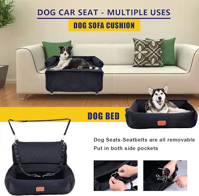 Dog Car Seat for Large/Medium Sized Dogs,Dog Car Back Seats Travel Bed Dog Seats,Comfortable and Safe;Multipurpose Design-Dog Bed Dog Sofa Cushion,Bring Dog Blanket.