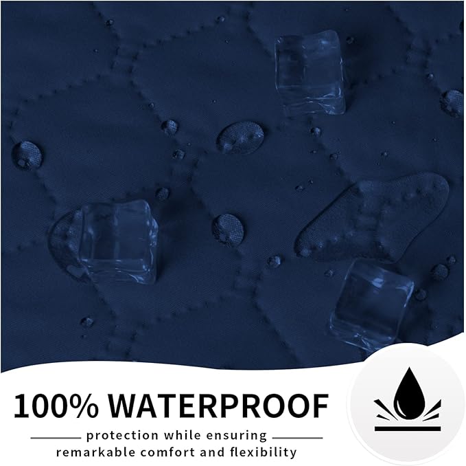 Easy-Going 100% Waterproof Dog Bed Cover Reversible Leak Proof Couch Cover Washable Sofa Cover Furniture Protector Blanket for Pets Kids Children Dog Cat (102x90 Inch, Navy/Ivory)