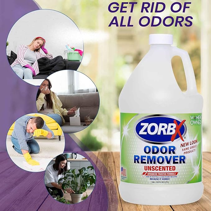 ZORBX Unscented Odor Eliminator Spray - Used in Hospitals & Healthcare Facilities | Advanced Trusted Odor Remover Formula | All-Purpose Deodorizer for Dog, Cat, Home, Carpet & Car - 128 Oz (1 Gallon)